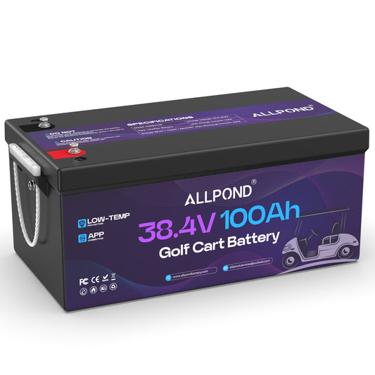 38.4V (36V) 100Ah Lithium Golf Cart Battery, Built-in 200A BMS, 5,000+ Cycles Rechargeable LiFePO4 Battery, Max 7.68kW Continuous Power Output, Perfect for Golf Carts, Off-Grid, Home Energy